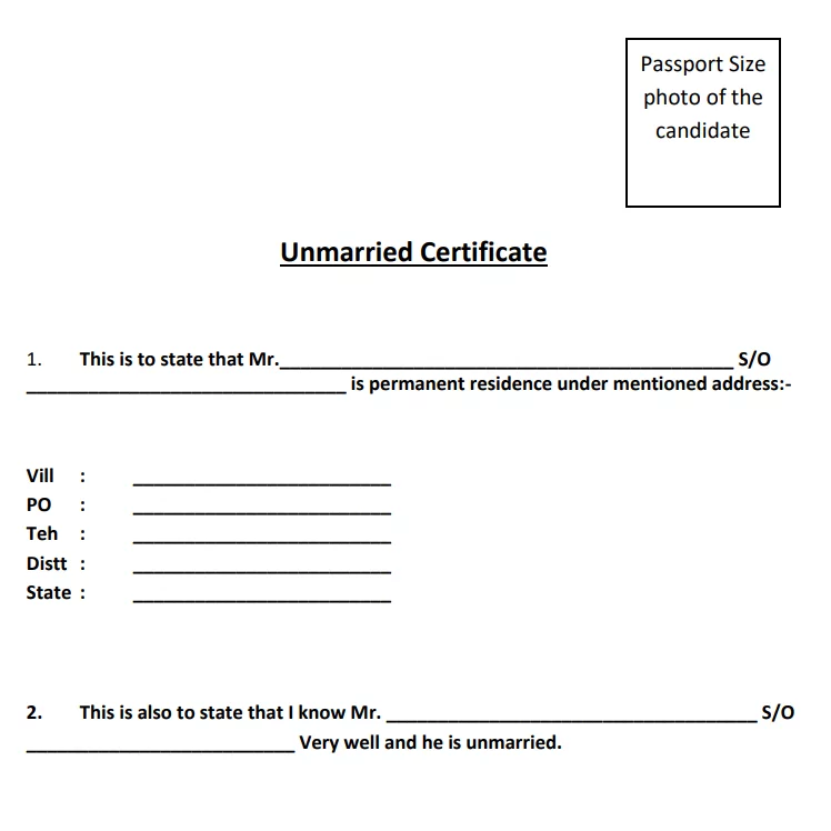 Unmarried Certificate Format